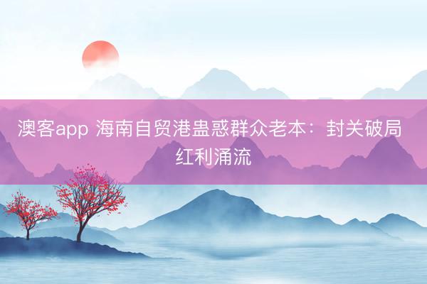 澳客app 海南自贸港蛊惑群众老本：封关破局 红利涌流