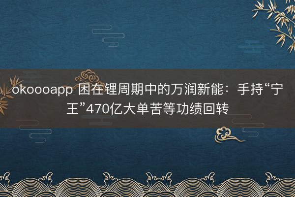 okoooapp 困在锂周期中的万润新能：手持“宁王”470亿大单苦等功绩回转
