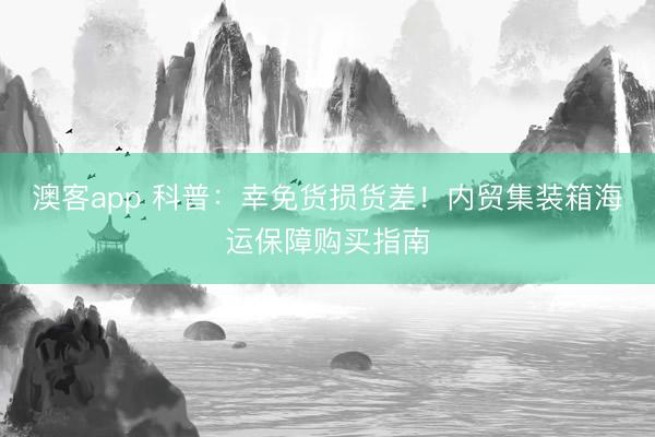 澳客app 科普：幸免货损货差！内贸集装箱海运保障购买指南