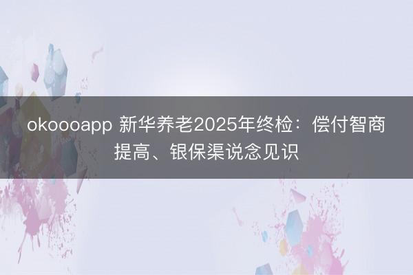 okoooapp 新华养老2025年终检：偿付智商提高、银保渠说念见识
