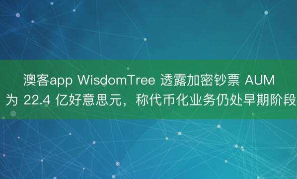 澳客app WisdomTree 透露加密钞票 AUM 为 22.4 亿好意思元，称代币化业务仍处早期阶段