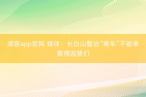 澳客app官网 媒体:长白山整治“黑车”不能单靠傅园慧们