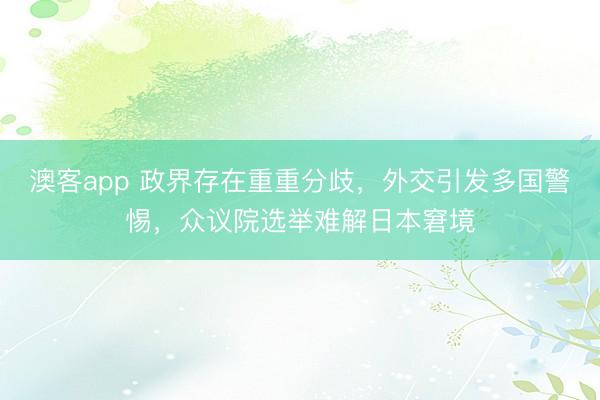 澳客app 政界存在重重分歧，外交引发多国警惕，众议院选举难解日本窘境