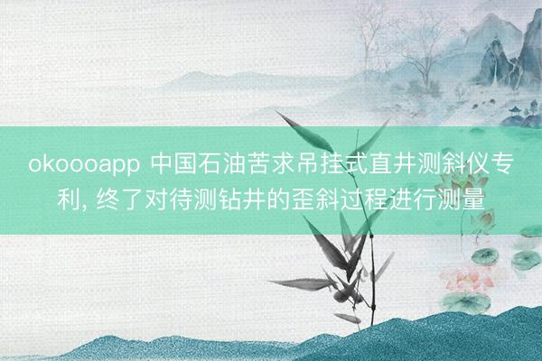 okoooapp 中国石油苦求吊挂式直井测斜仪专利, 终了对待测钻井的歪斜过程进行测量