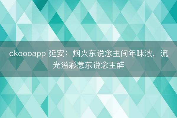 okoooapp 延安:烟火东说念主间年味浓,流光溢彩惹东说念主醉