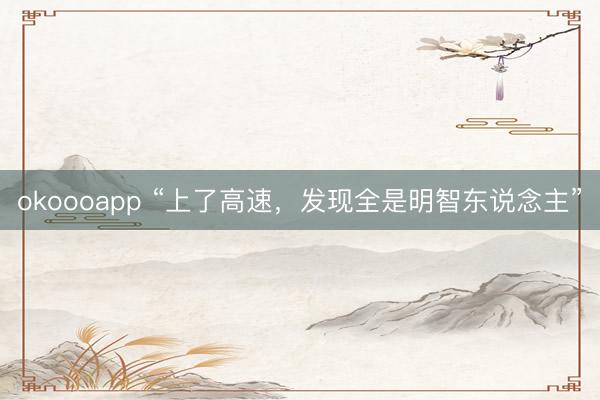 okoooapp “上了高速，发现全是明智东说念主”