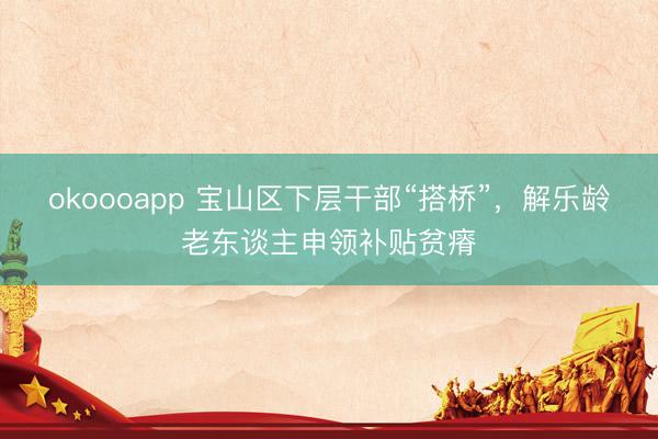 okoooapp 宝山区下层干部“搭桥”，解乐龄老东谈主申领补贴贫瘠