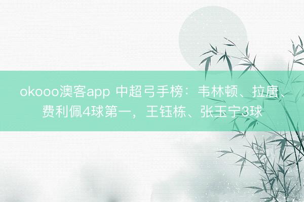 okooo澳客app 中超弓手榜:韦林顿、拉唐、费利佩4球第一,王钰栋、张玉宁3球