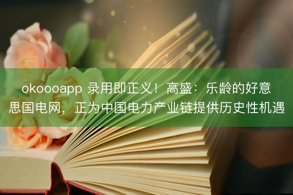 okoooapp 录用即正义！高盛：乐龄的好意思国电网，正为中国电力产业链提供历史性机遇