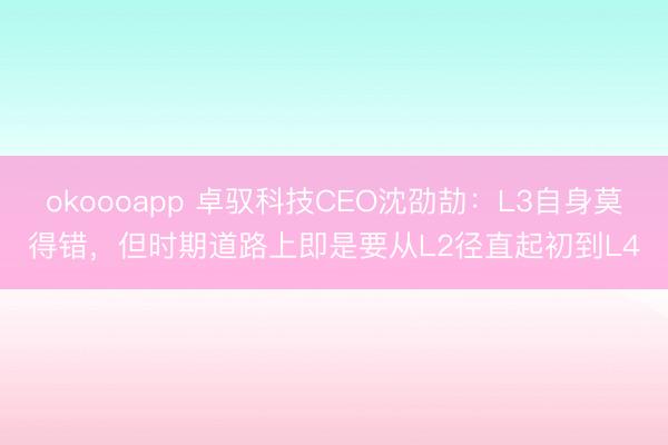 okoooapp 卓驭科技CEO沈劭劼:L3自身莫得错,但时期道路上即是要从L2径直起初到L4