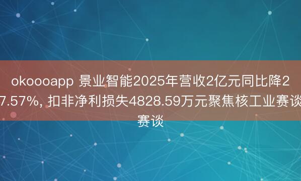 okoooapp 景业智能2025年营收2亿元同比降27.57%， 扣非净利损失4828.59万元聚焦核工业赛谈