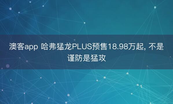 澳客app 哈弗猛龙PLUS预售18.98万起， 不是谨防是猛攻