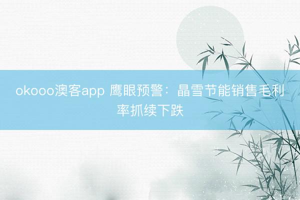 okooo澳客app 鹰眼预警：晶雪节能销售毛利率抓续下跌