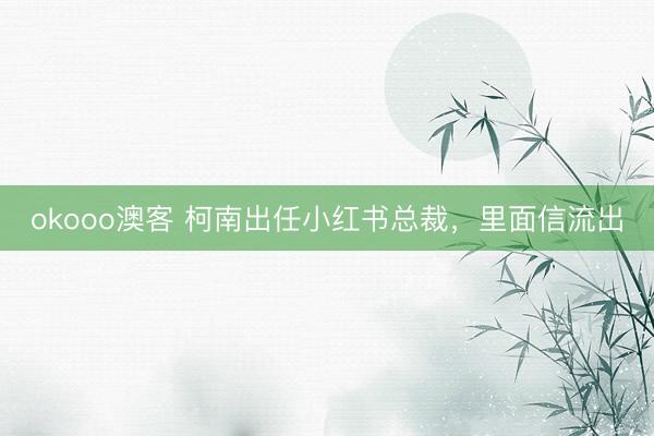okooo澳客 柯南出任小红书总裁，里面信流出