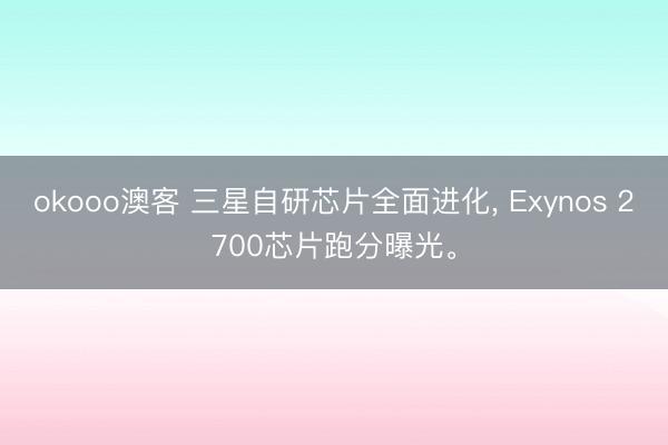 okooo澳客 三星自研芯片全面进化， Exynos 2700芯片跑分曝光。
